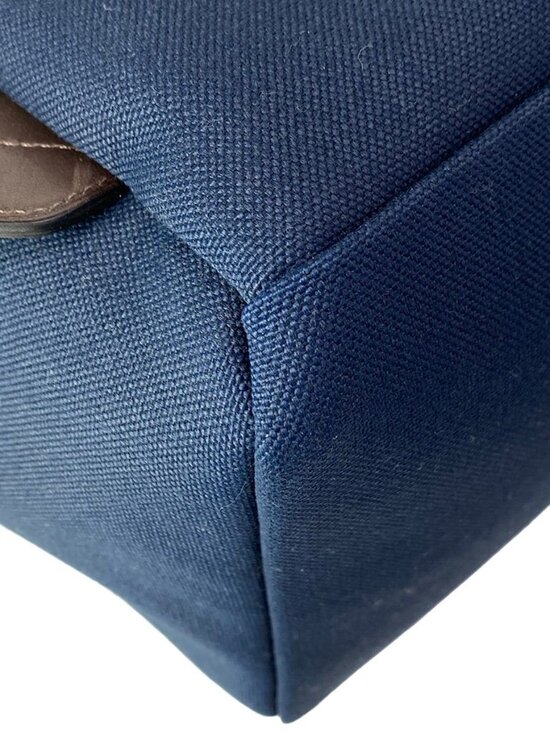 Hermes Sac de Panthere Gourmet Backpack Navy Dark Brown Silver Cotton main image 14